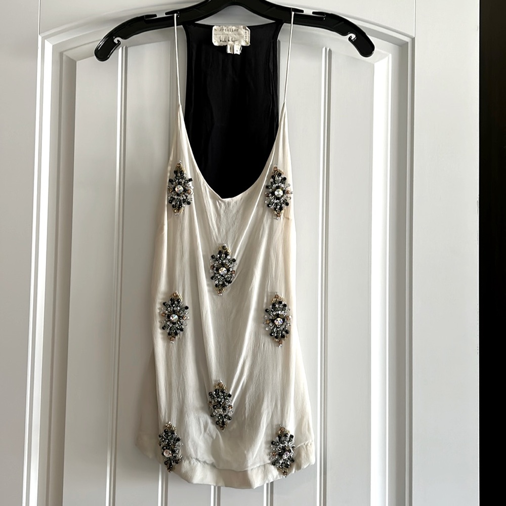 Nicole Miller Silk Breaded Tank, size Small